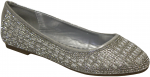 LADIES FLAT SHOES W/RHINESTONE AROUND (SILVER)